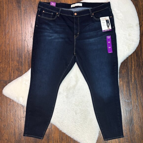 Signature Levi Strauss Jeans 24S Mid-Rise Skinny Dark Wash Stretch 24 Short NWT - Picture 1 of 13